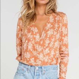 Free People Intimately Turnt Floral Printed Bodysuit Large EUC